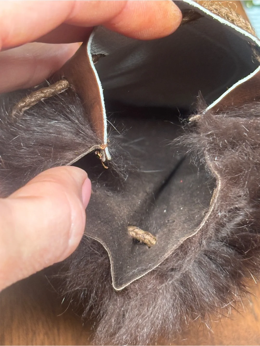 VINTAGE GENUINE FUR & LEATHER DRAWSTRING SPORRAN POUCH